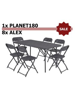 Set: Tisch Classic XXL180 ZOWN + 6&times; Stuhl Alex ZOWN