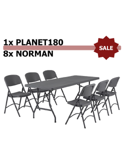 Set: Tisch Classic XXL180 ZOWN + 6&times; Stuhl Norman ZOWN