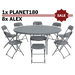 1. Set: Tisch Planet 180 ZOWN + 8&times; Stuhl Alex ZOWN